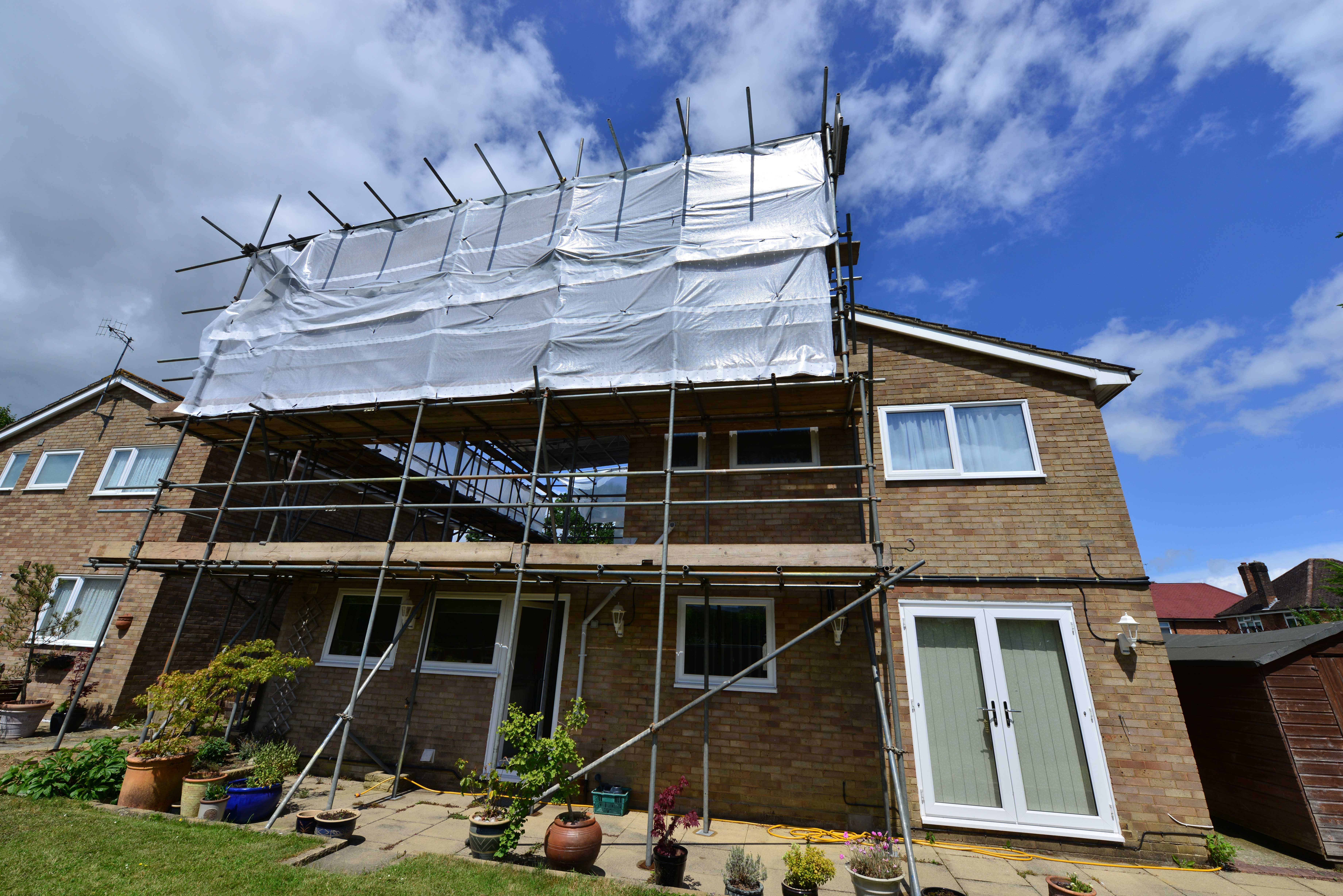 scaffolding on house