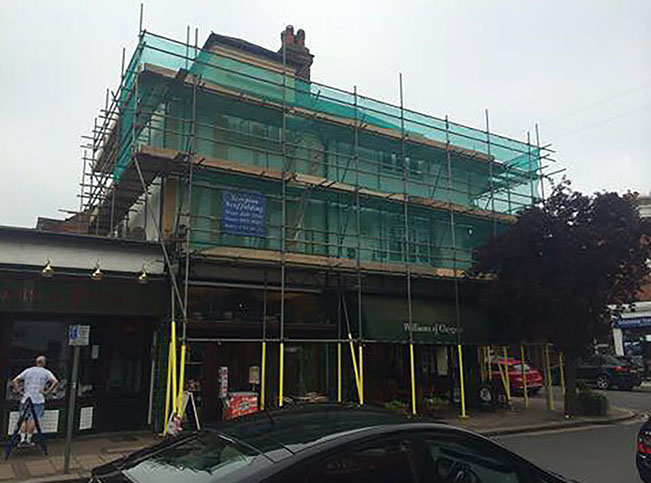 scaffolding around shop