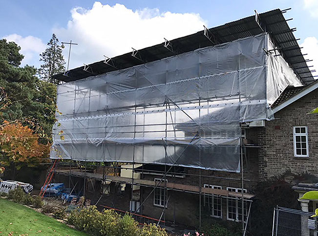 scaffolding around house